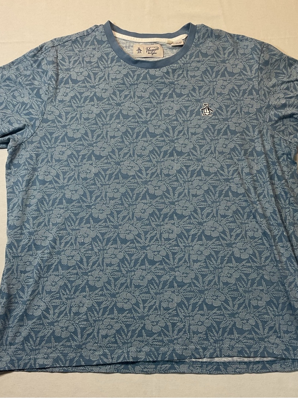 Original Penguin Men's Blue Short Sleeve w/ Palm Tree Design White Size‎ XL